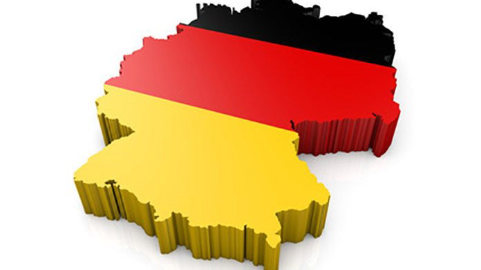 Duitsland in de kleuren van de vlag.